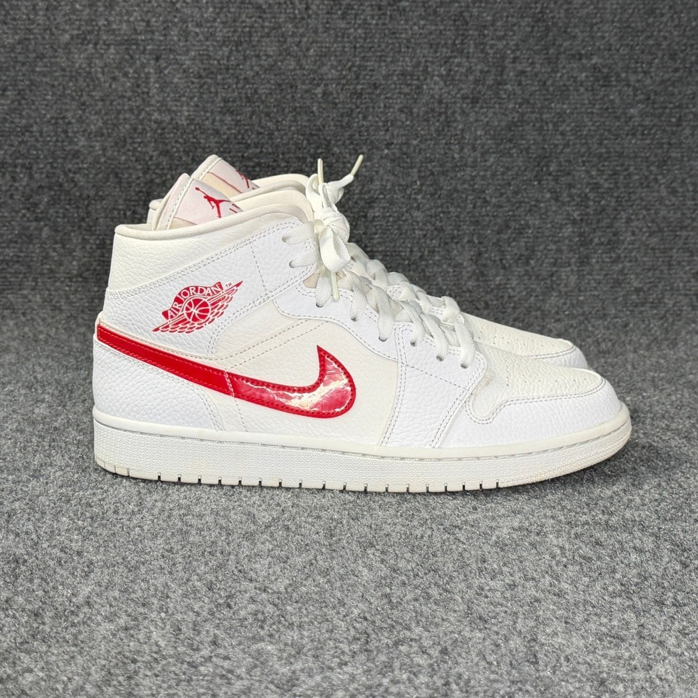 Jordan 1 Mid Basketball Shoes Women's 11 White University Red Retro Athletic